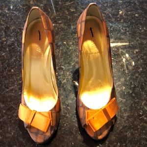 J Crew Molly Print Peep Toe heels 6.5, worn twice